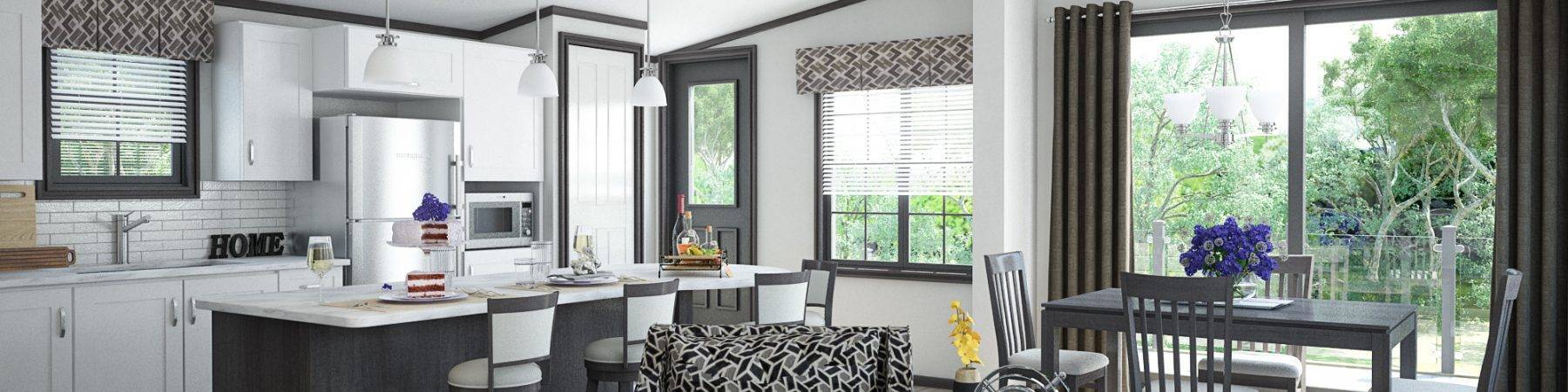 Interior Rendering of Kitchen/Dining Room Space.