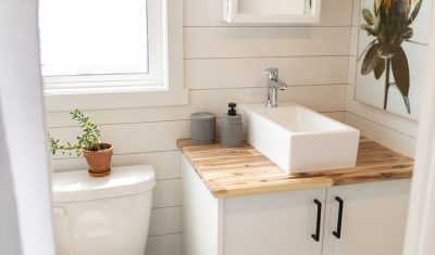 The Ruby Tiny Cottage | Functional & compact bathroom, beautifully designed